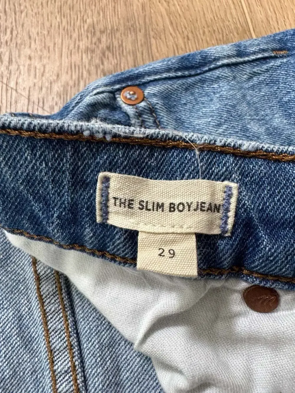 Madewell The Slim Boyjean Jeans Womens 29 Blue Mid Rise Straight Denim Stretch